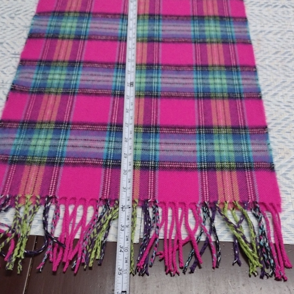 Pink Plaid Cashmere Scarf - Picture 4 of 6